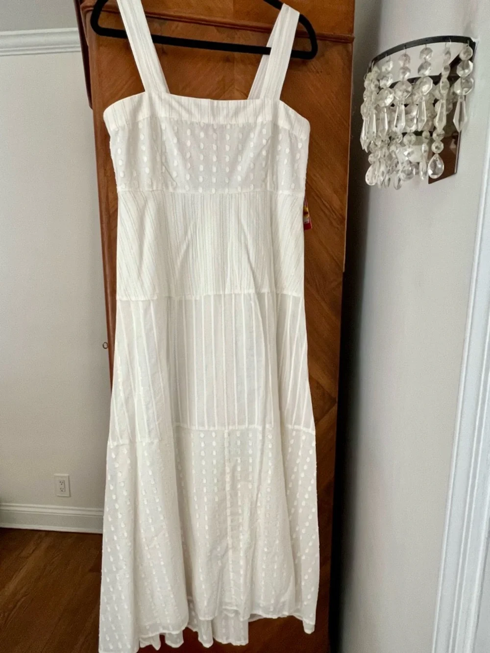 Vince Camuto White Square-Neck Printed Smocked-Back Maxi Dress - Picture 4 of 6